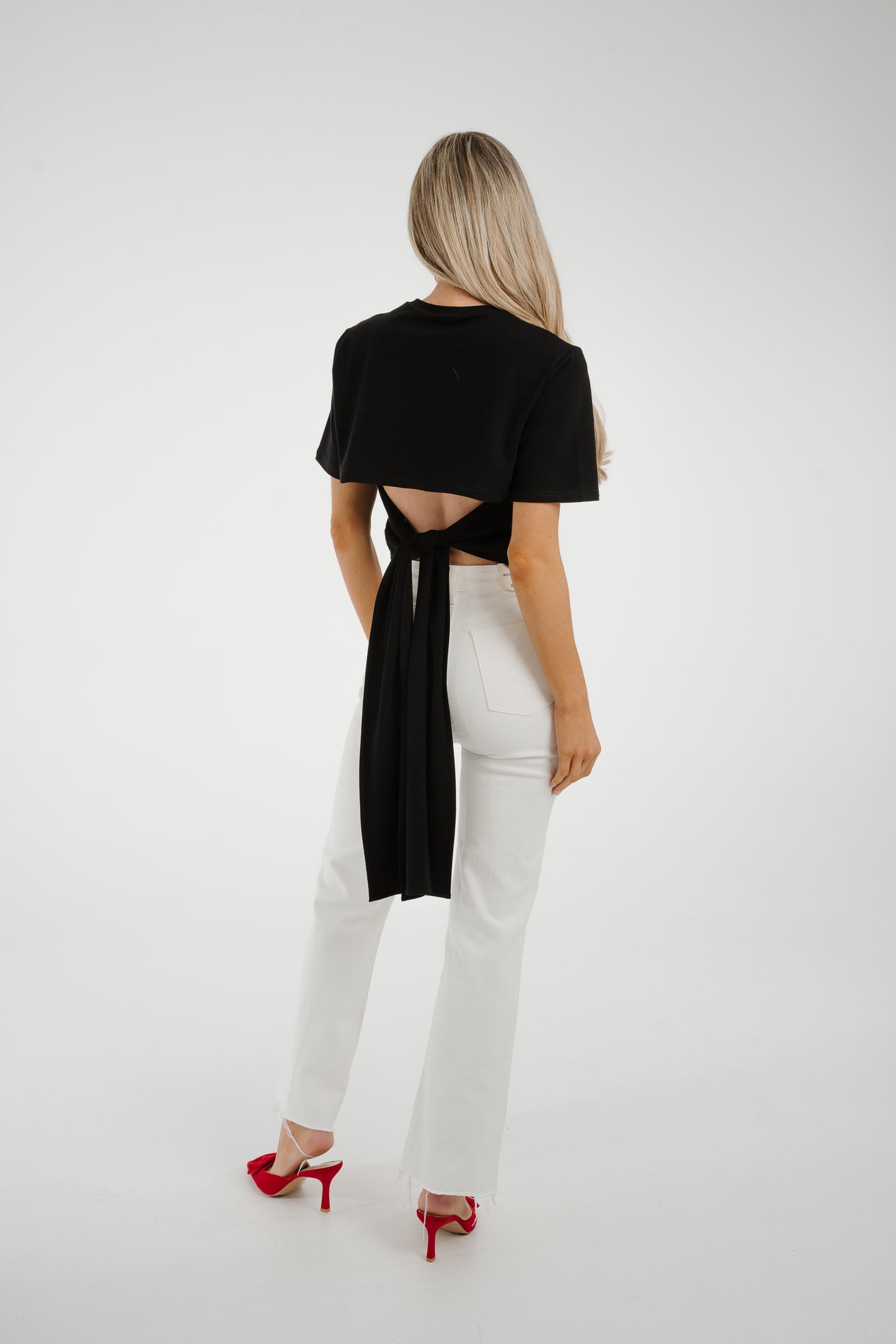 Jasmine Tie Detail T-Shirt In Black