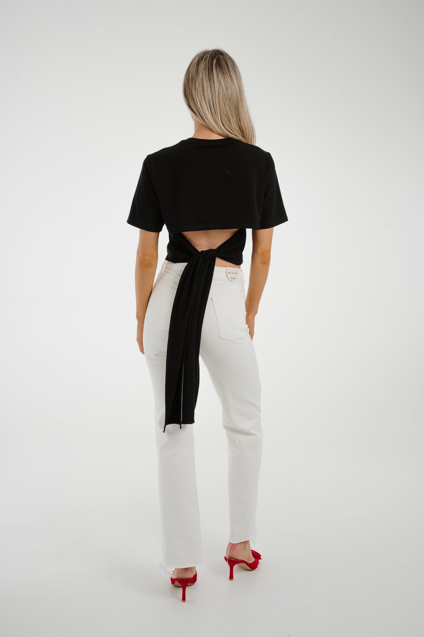 Jasmine Tie Detail T-Shirt In Black