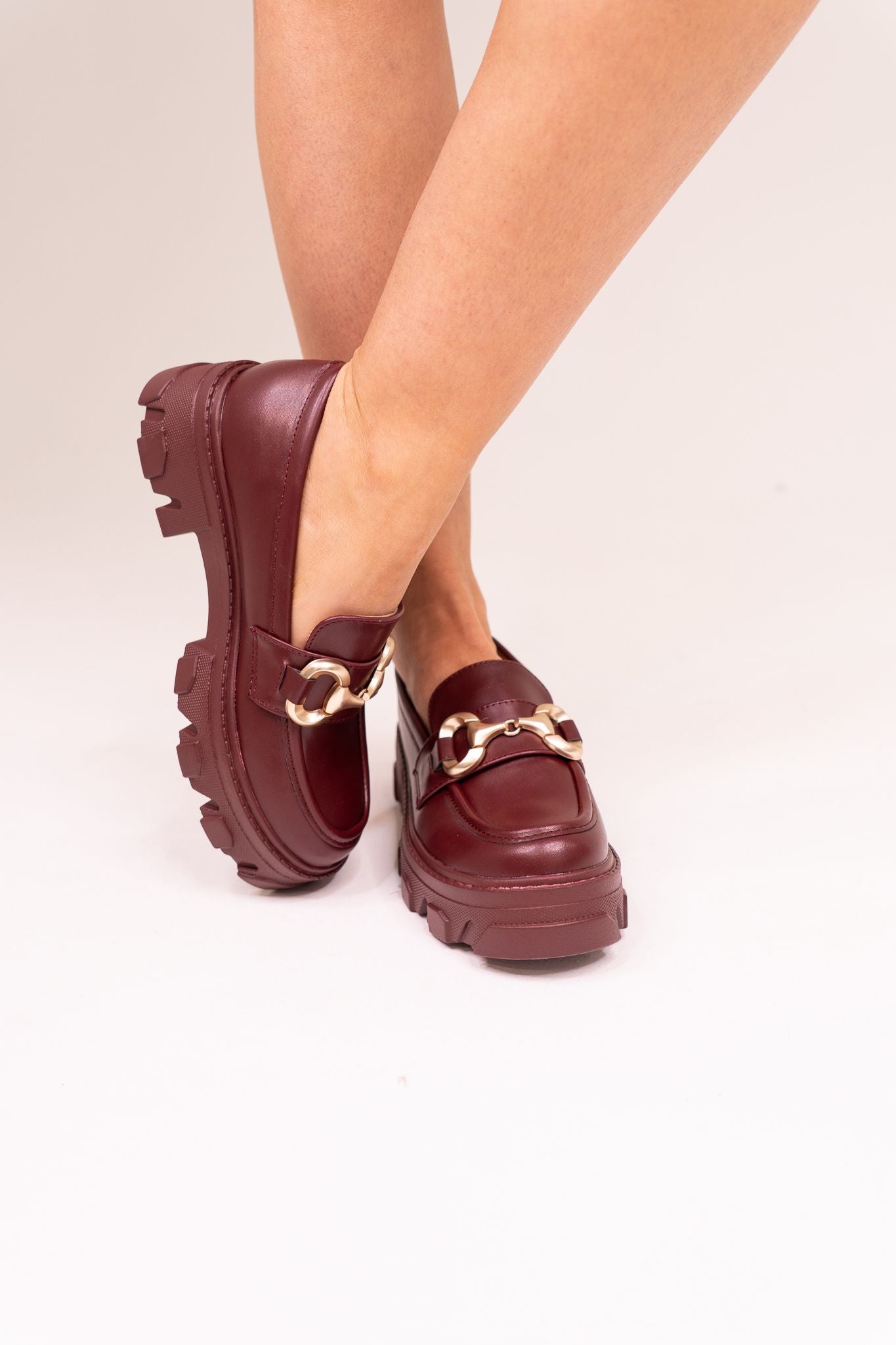 Winnie Buckle Loafers In Wine