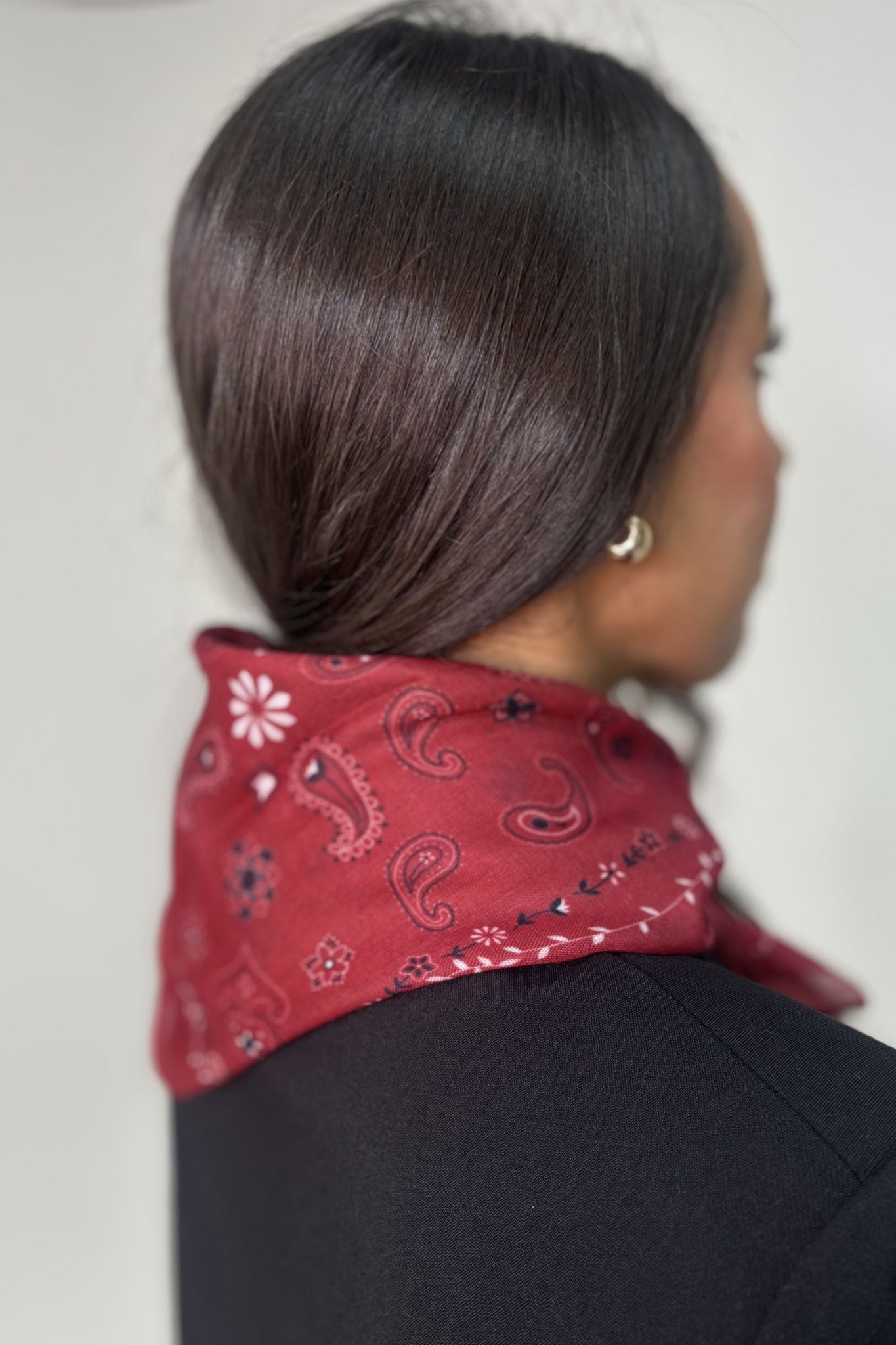 Orla Printed Cotton Scarf In Bordeaux Mix