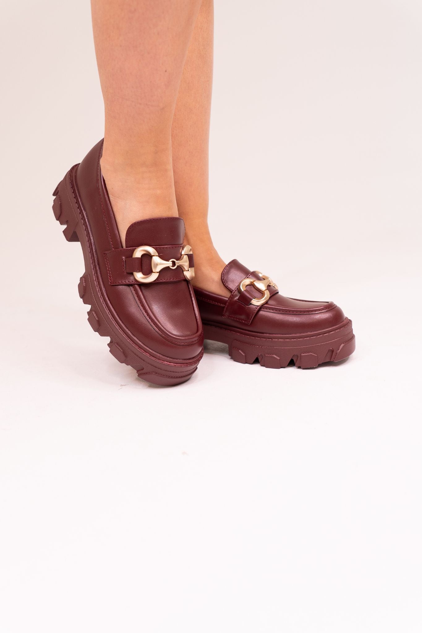 Winnie Buckle Loafers In Wine