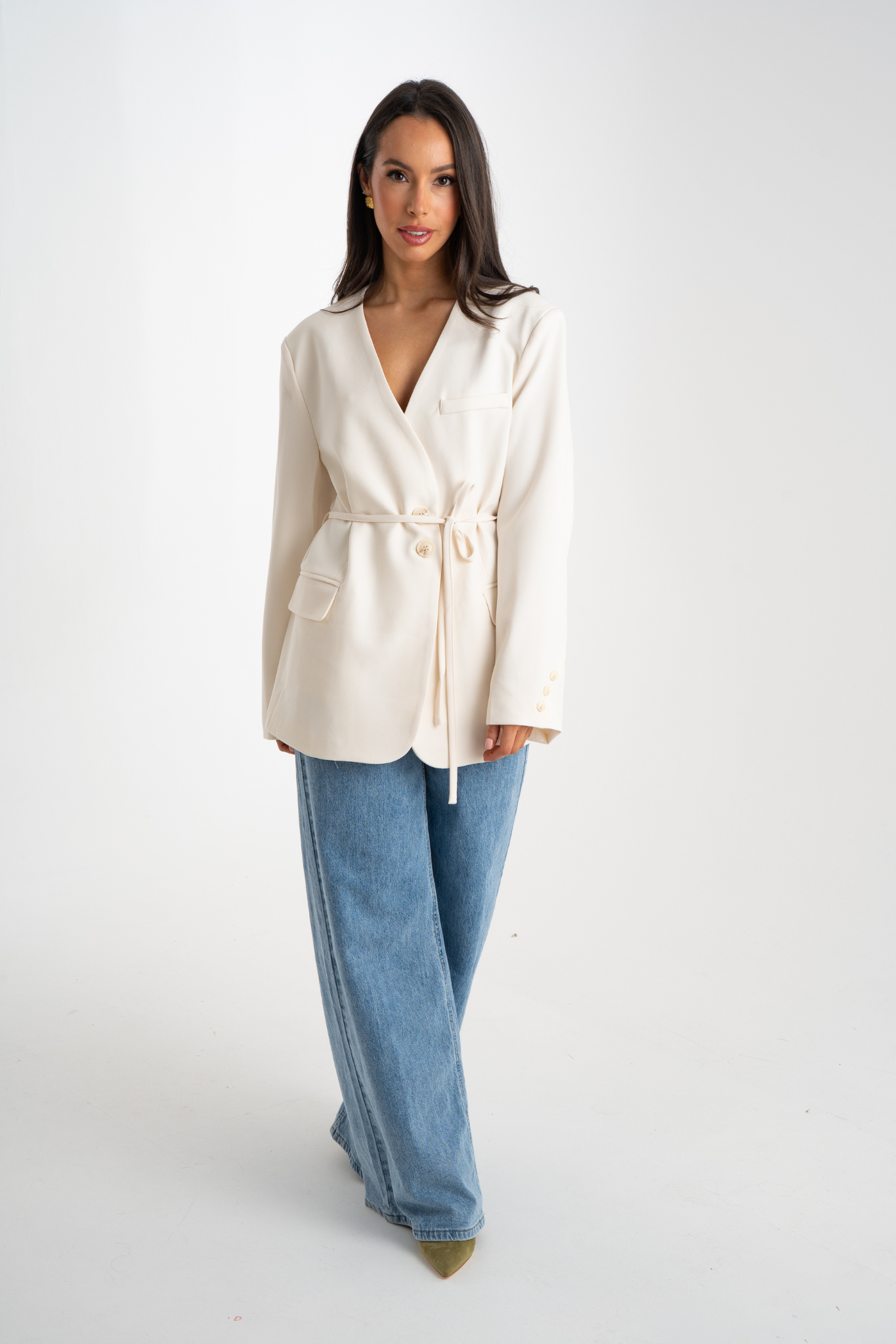 Paige Collarless Blazer In Cream