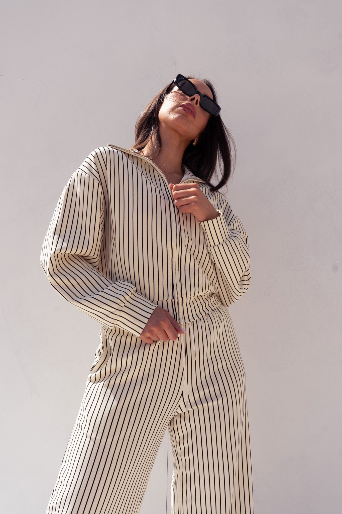 Love Laura Luxe Lounge Set In Pinstripe