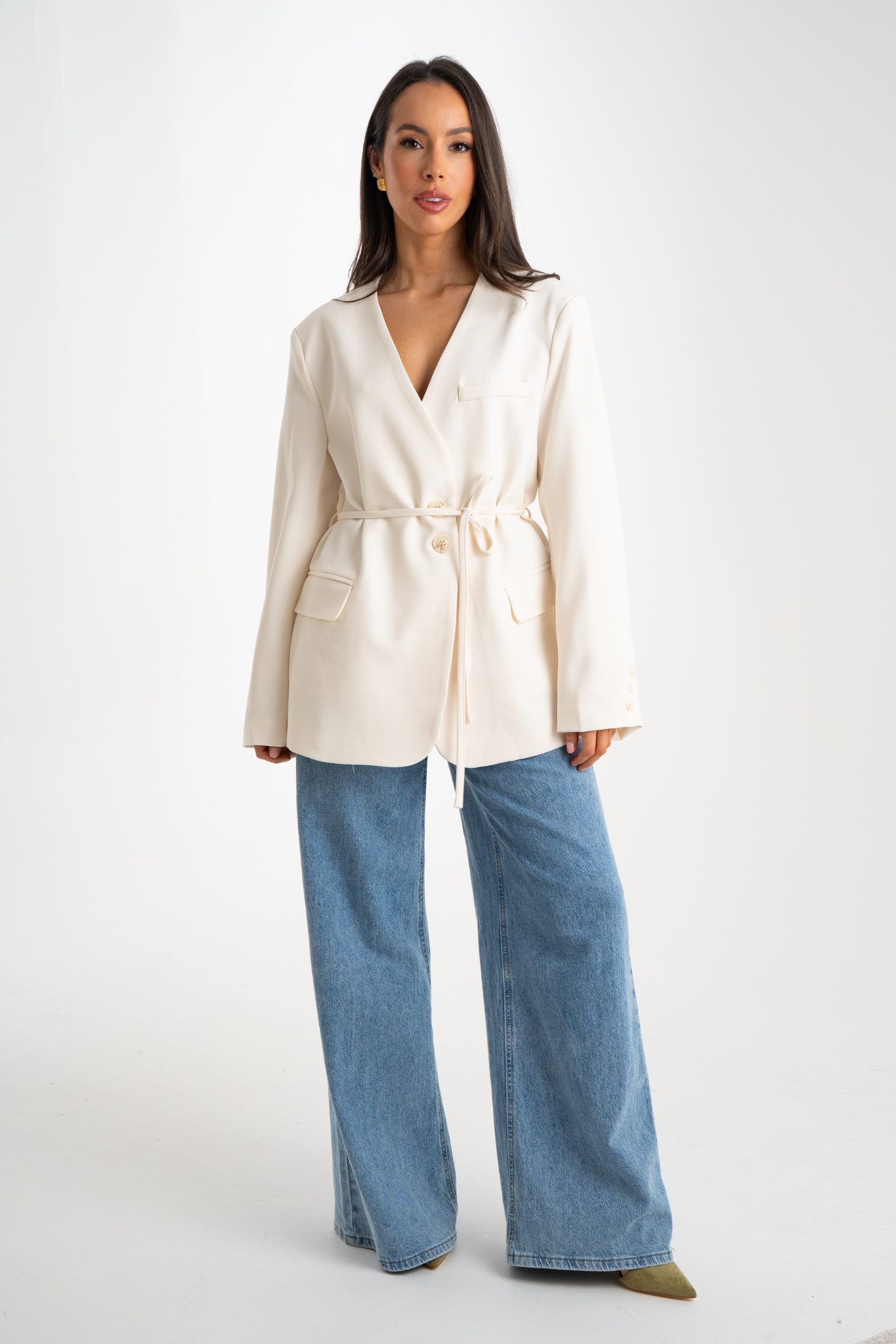 Paige Collarless Blazer In Cream