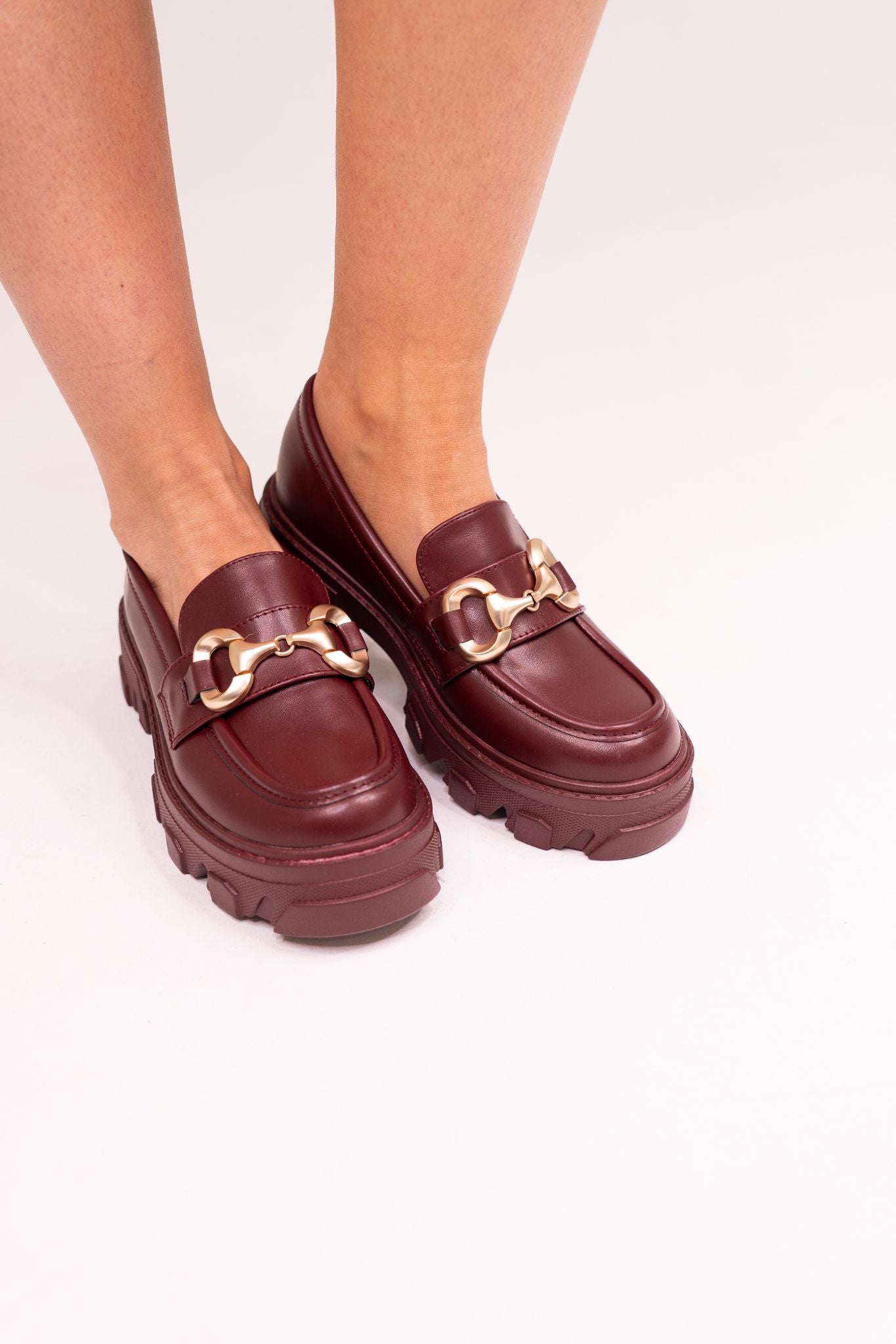 Winnie Buckle Loafers In Wine