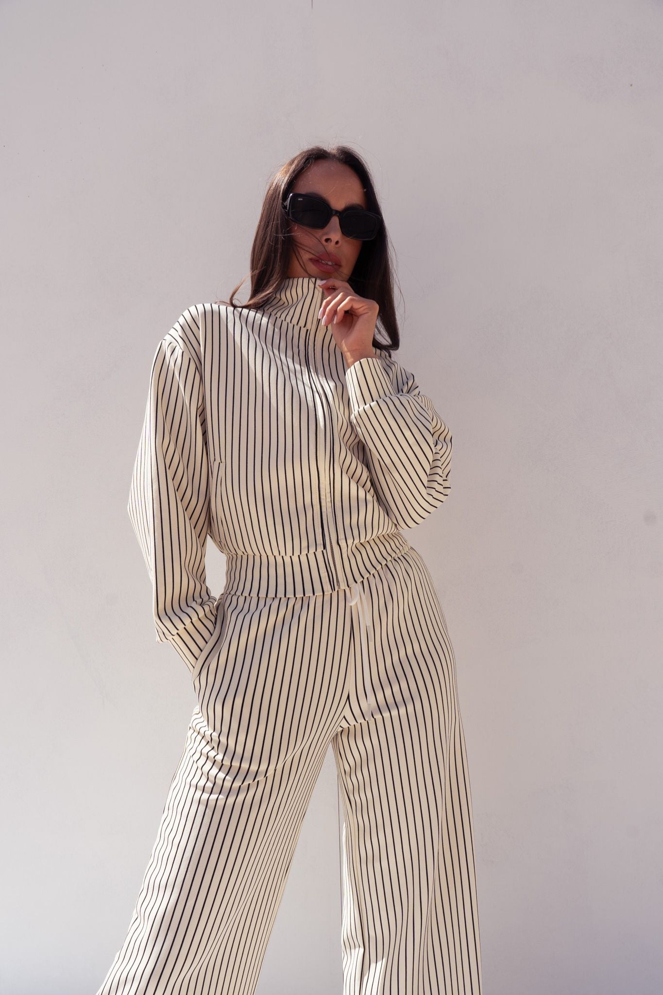 Love Laura Luxe Lounge Set In Pinstripe