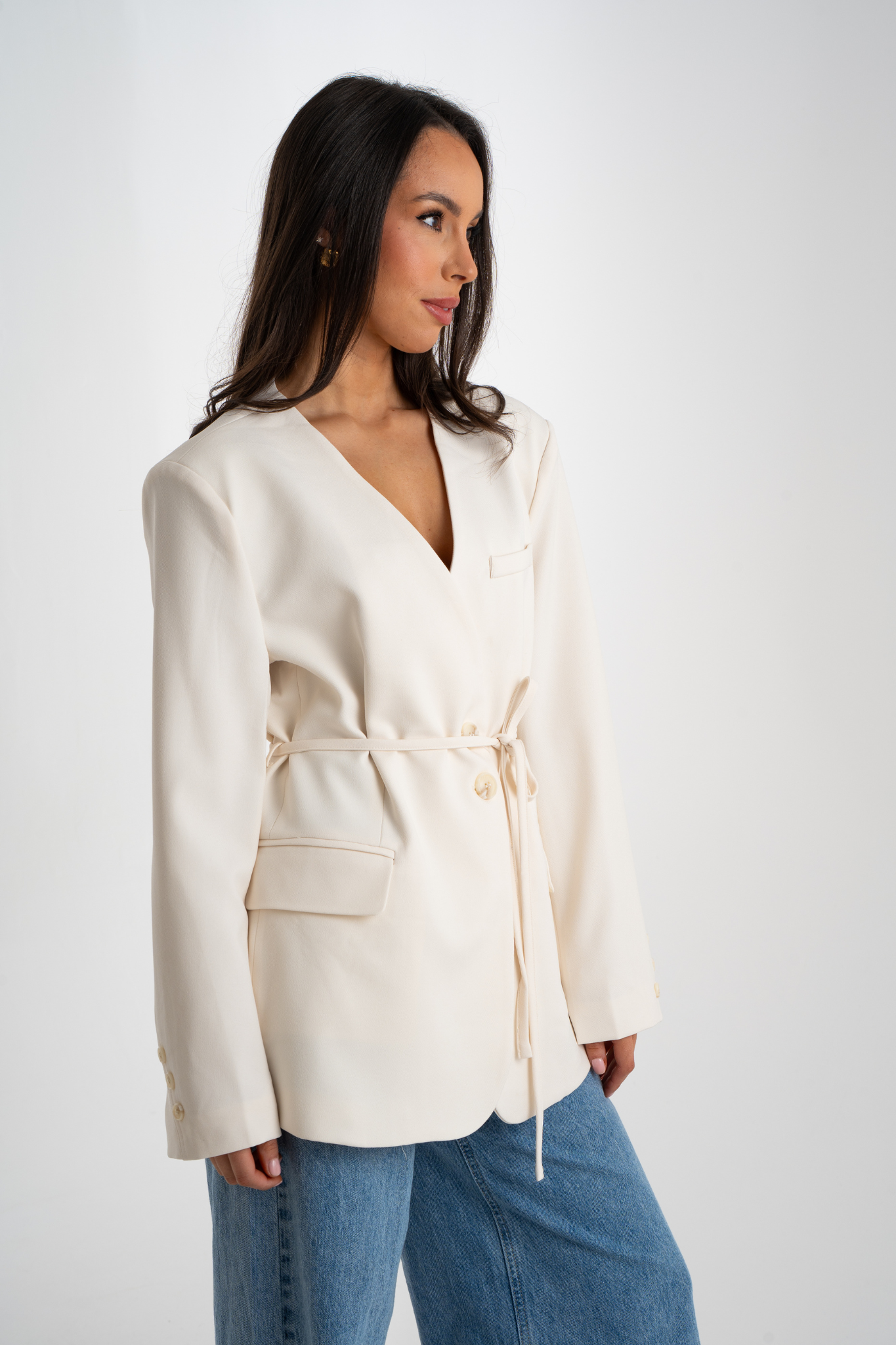Paige Collarless Blazer In Cream