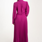 Celine Pleated Shirt Dress In Fuchsia