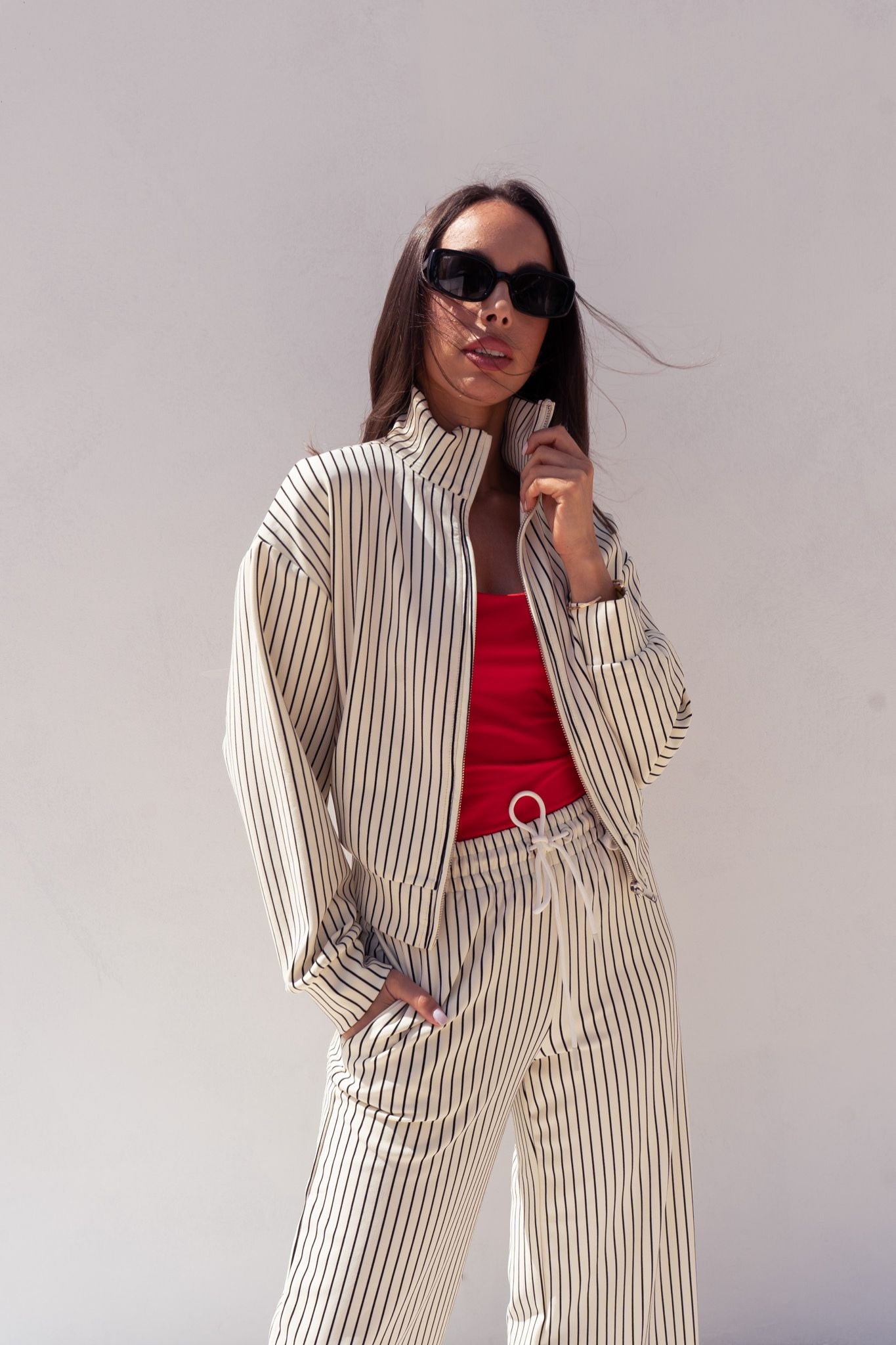 Love Laura Luxe Lounge Set In Pinstripe