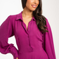 Celine Pleated Shirt Dress In Fuchsia