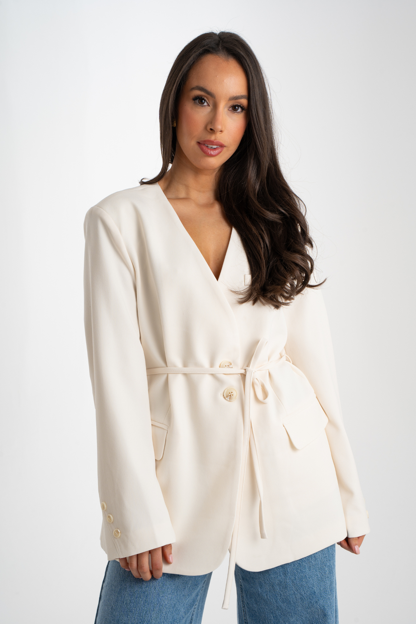 Paige Collarless Blazer In Cream