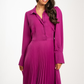 Celine Pleated Shirt Dress In Fuchsia