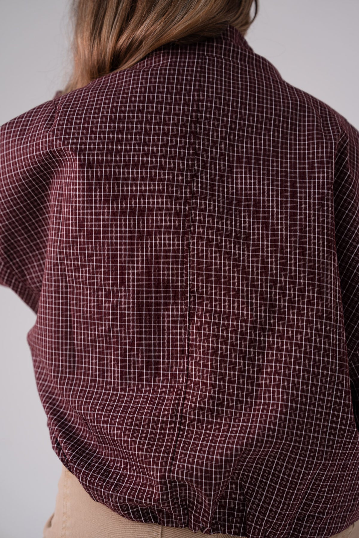 Kate Check Bomber Jacket In Burgundy