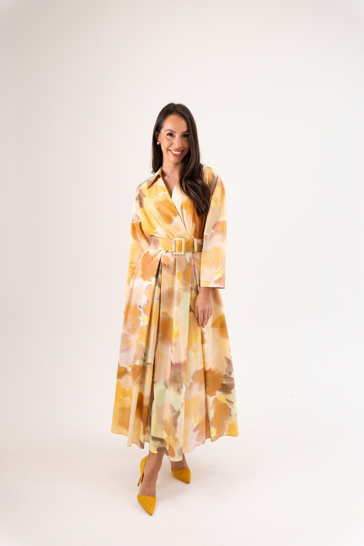 Eva Printed Dress In Orange Mix