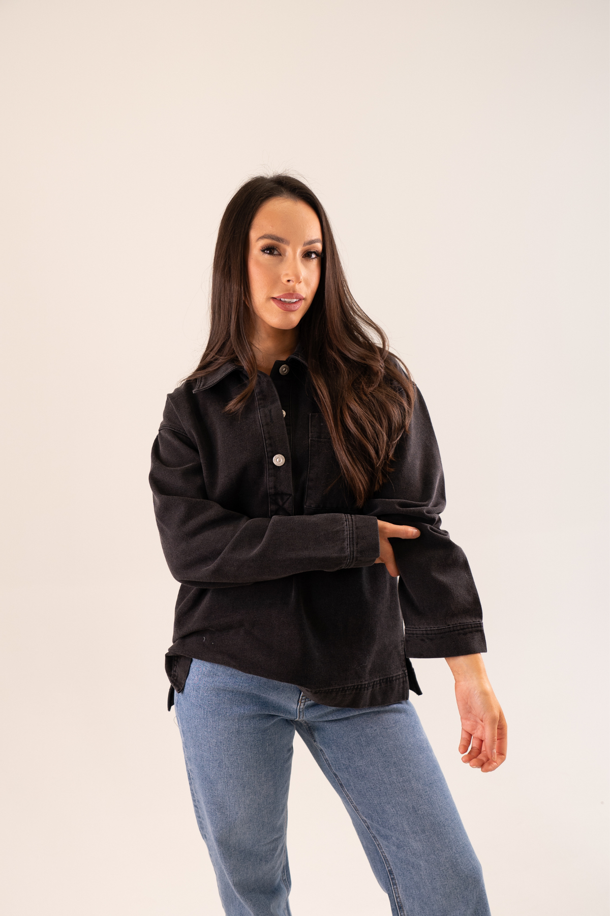 Caitlyn Denim Shirt In Black