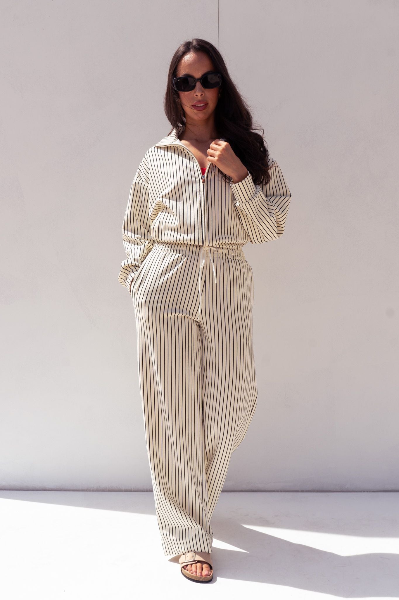 Love Laura Luxe Lounge Set In Pinstripe