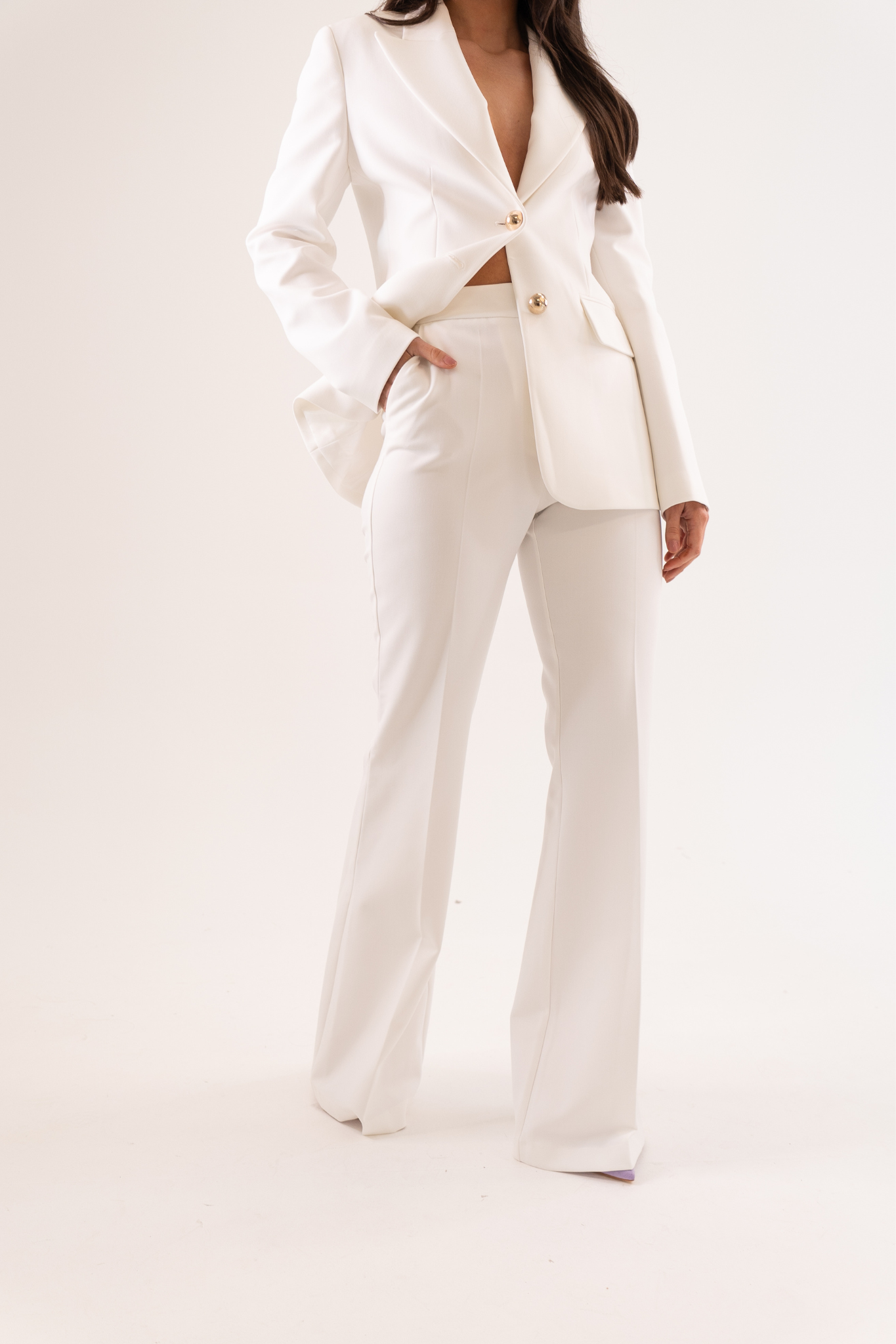 Eva Wide Leg Trouser In White