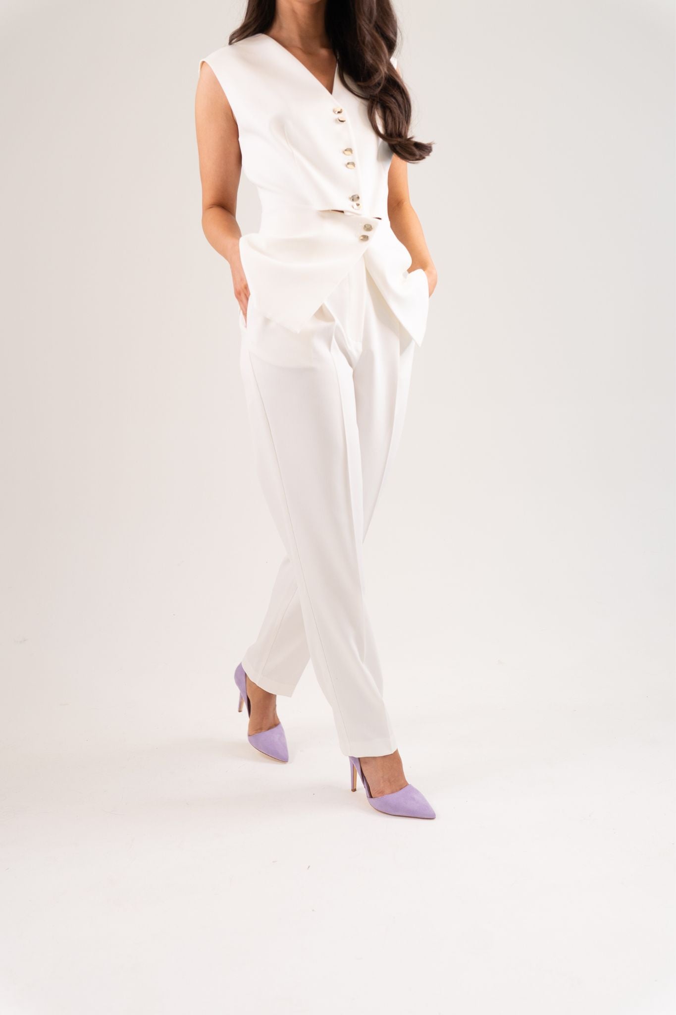 Kayla Fitted Trousers In Cream