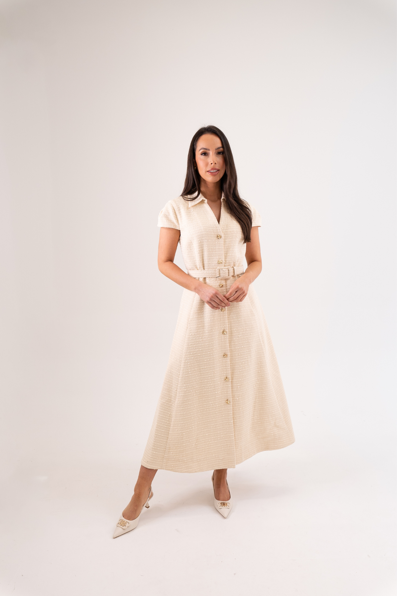 Eva Tweed Dress In Cream