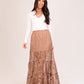 Elsa Tiered Lace Maxi Skirt In Taupe