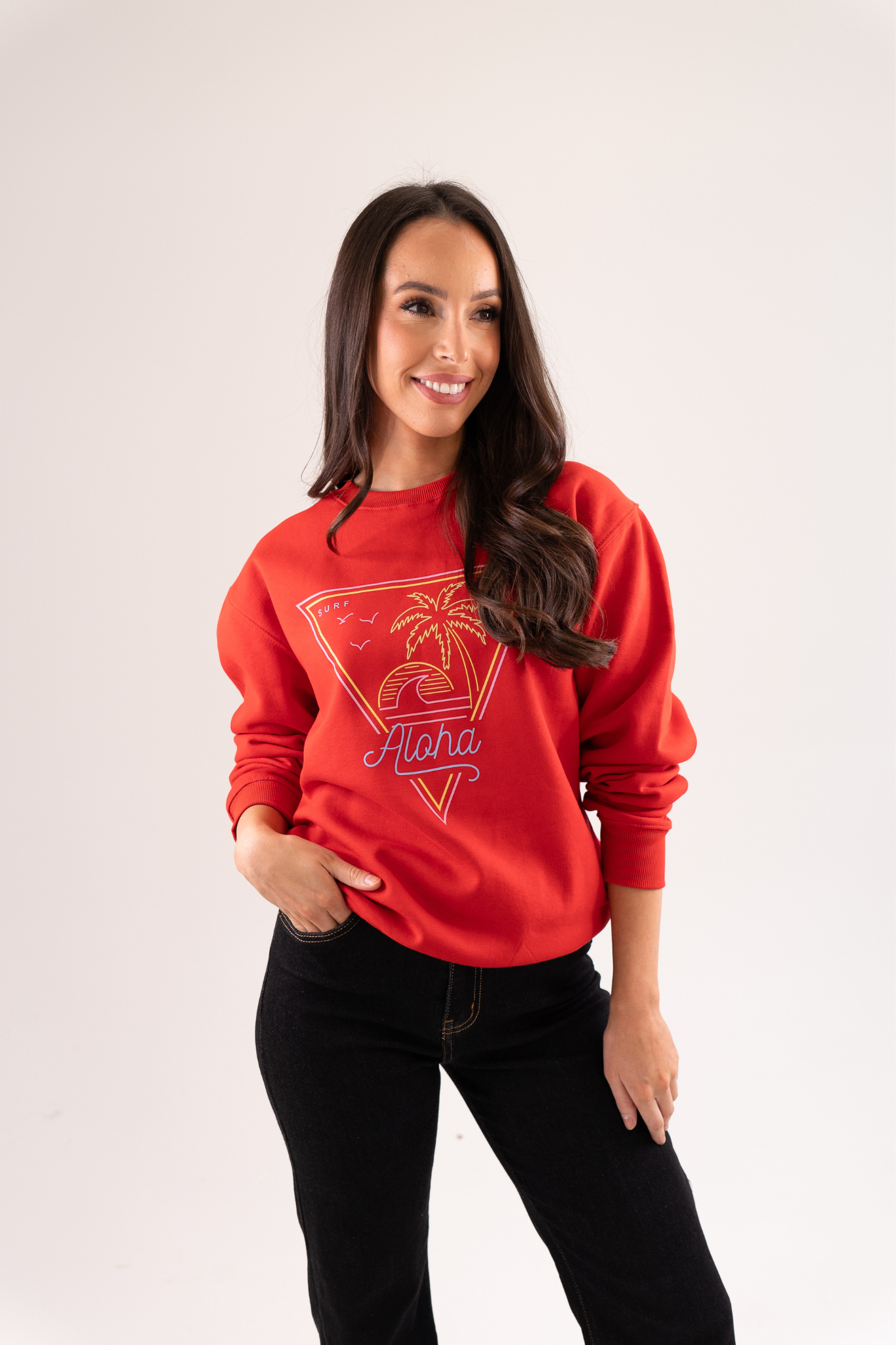 Polly Aloha Sweatshirt In Red