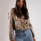 Ella Leopard Print Bomber Jacket In Gold