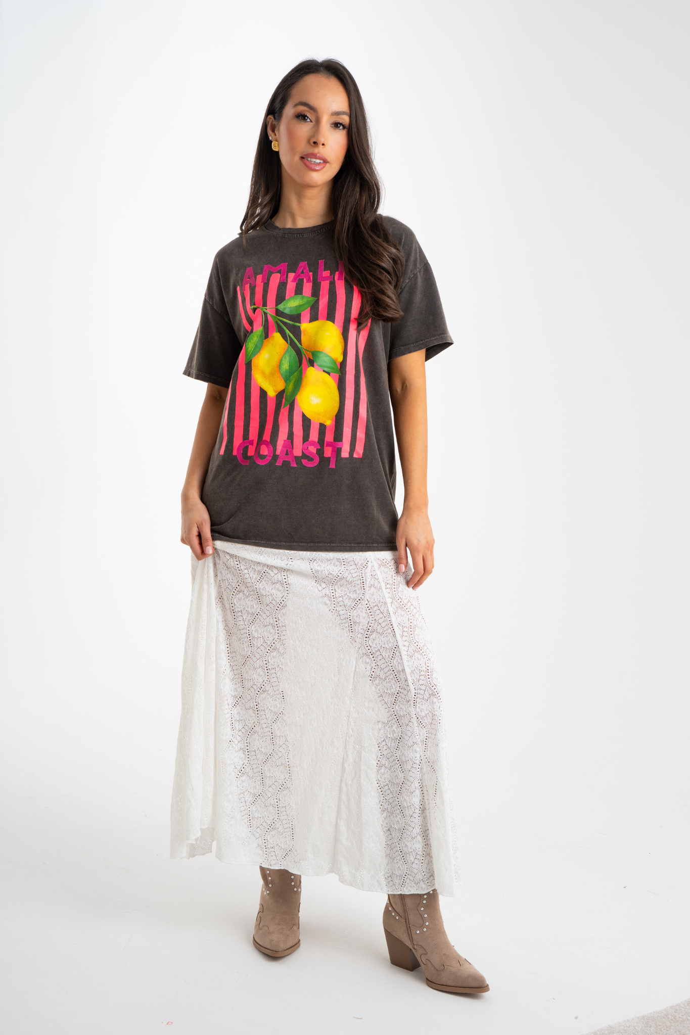 Millie Embroidered Maxi Skirt In White