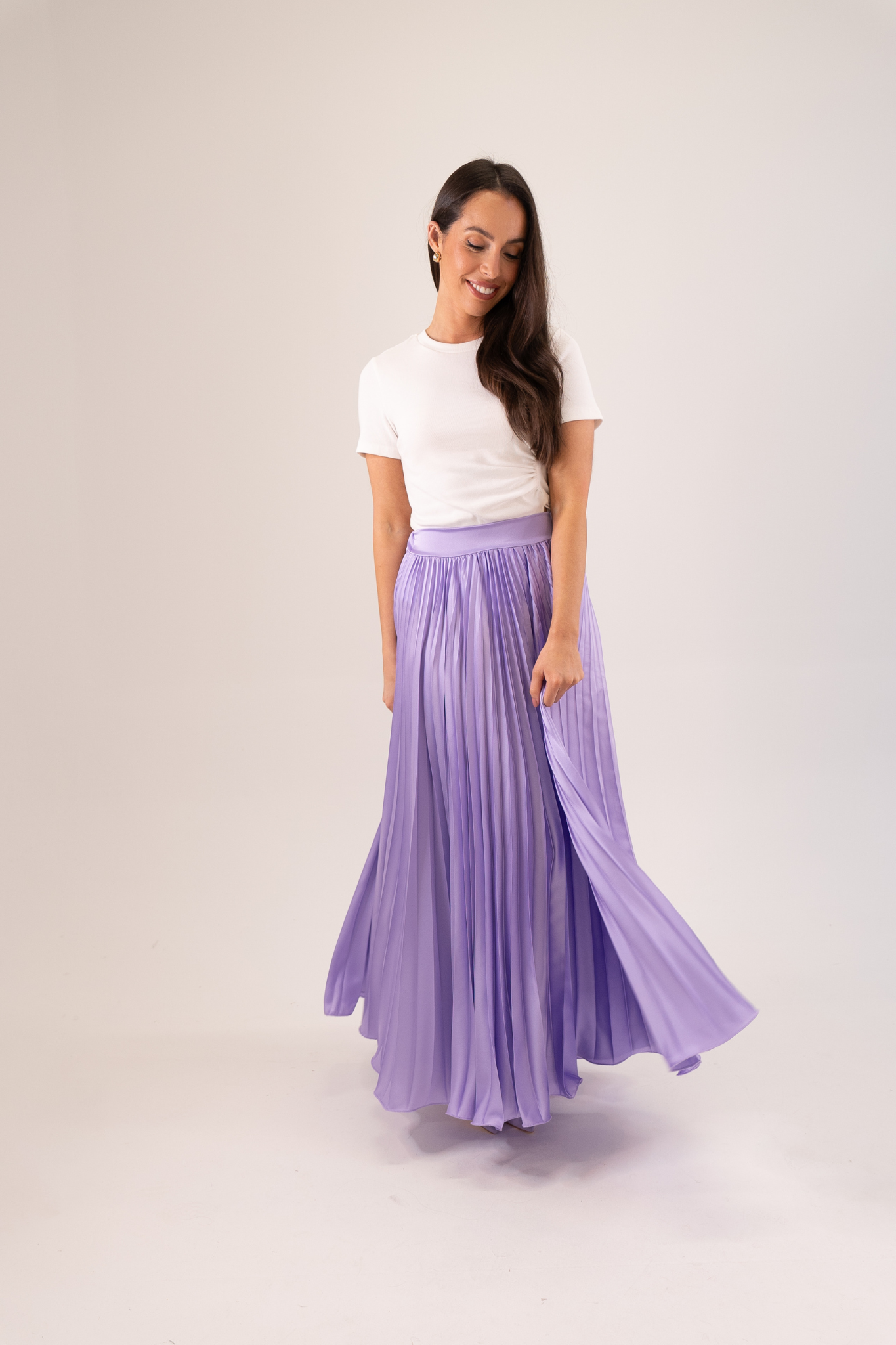 Leah Pleated Maxi Skirt In Lilac