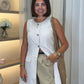 Elsa Longline Waistcoat In Ivory