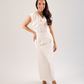 Kayla Layered Cowl Dress In Cream