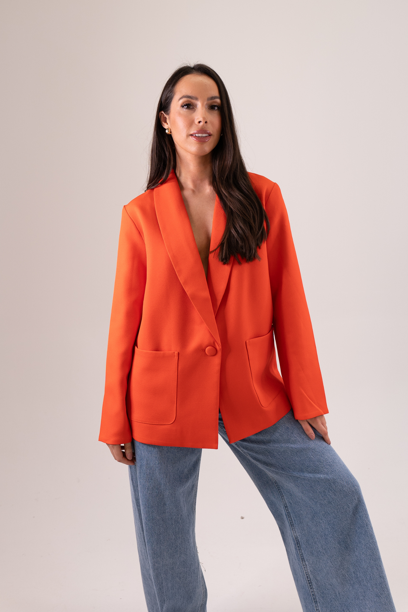 Becca Blazer In Coral Red