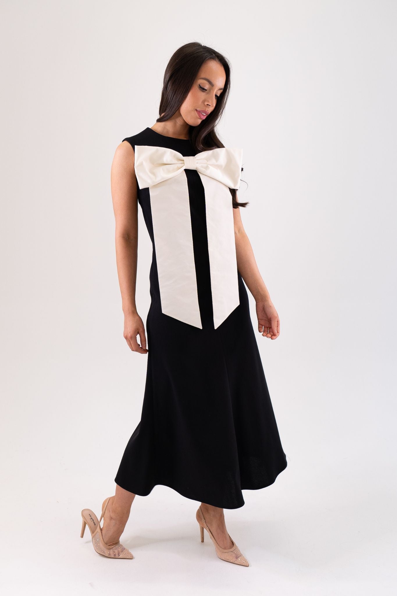 Marissa Bow Front Dress In Black