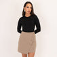 Kiera Asymmetric Button Skirt In Taupe