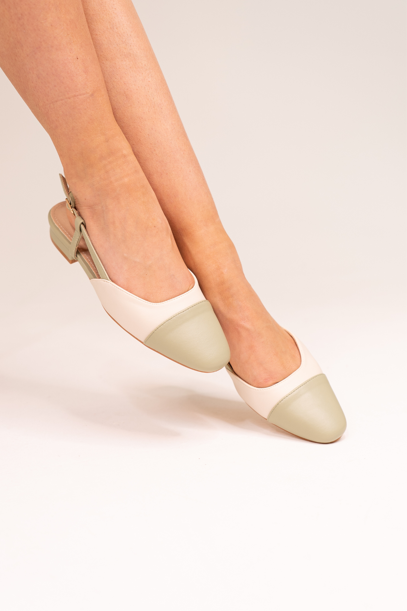 Lauren Contrast Toe Slingback In Sage Green