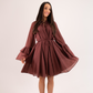 Elsa Ruffle Sleeve Dress In Rust