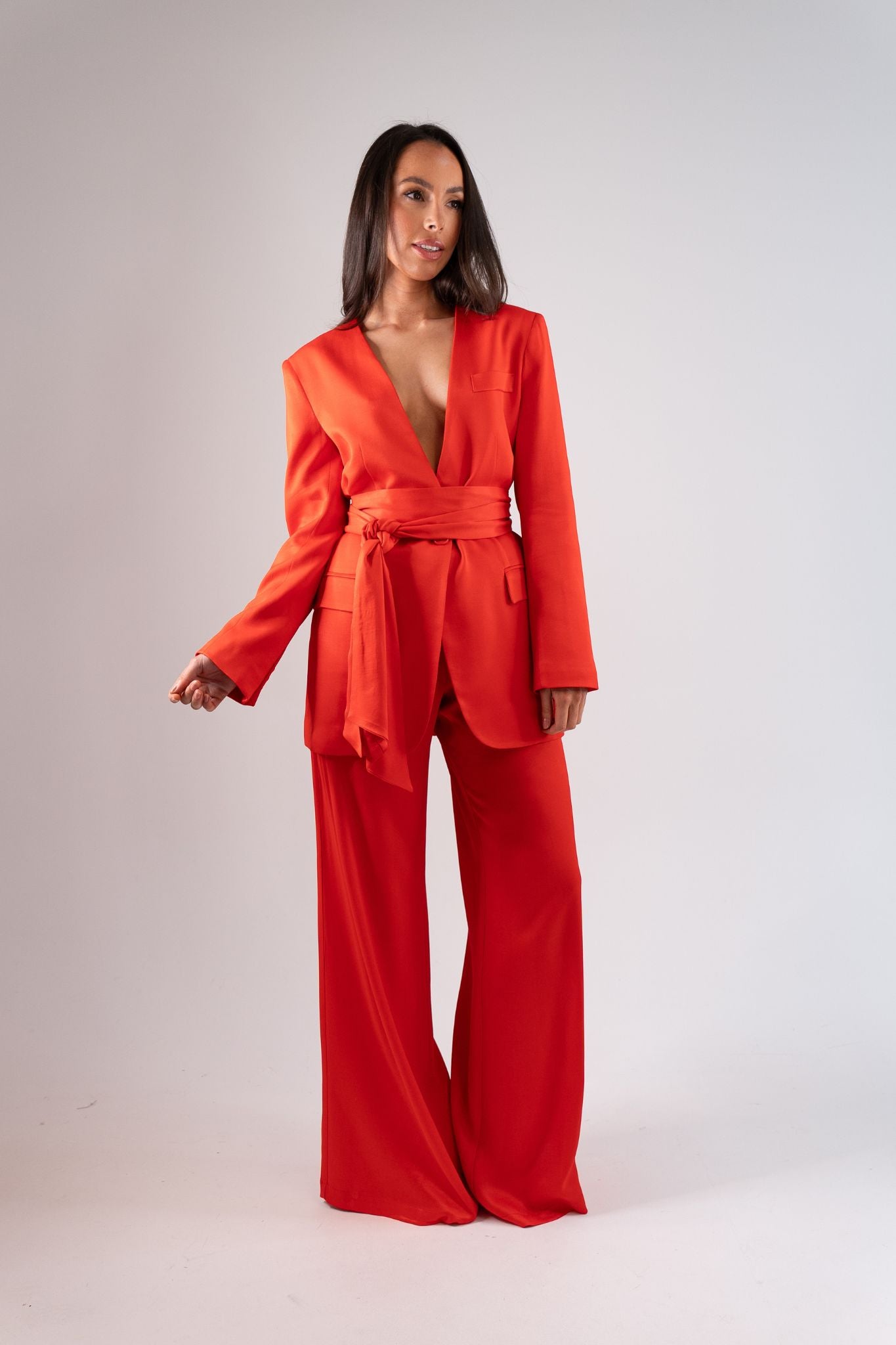 Alana Satin Trousers In Red