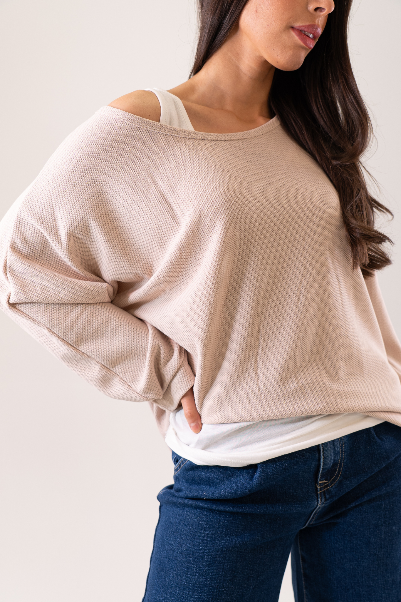 Leah Layered Jumper In Neutral