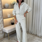 Love Laura Luxe Lounge Set In Pinstripe
