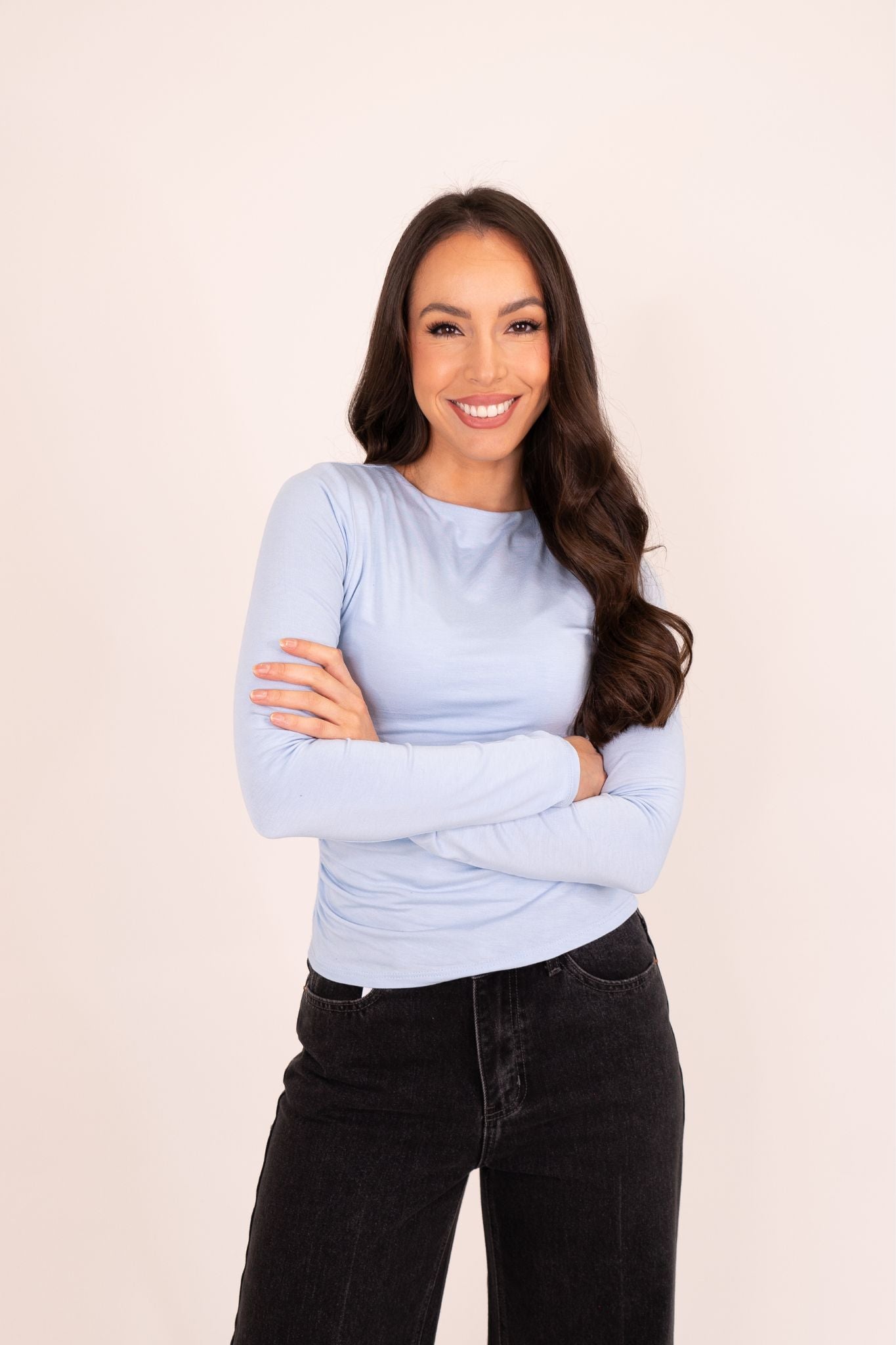 Erica Long Sleeve Top In Sky Blue