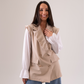 Leah Contrast Sleeve Blazer In Neutral