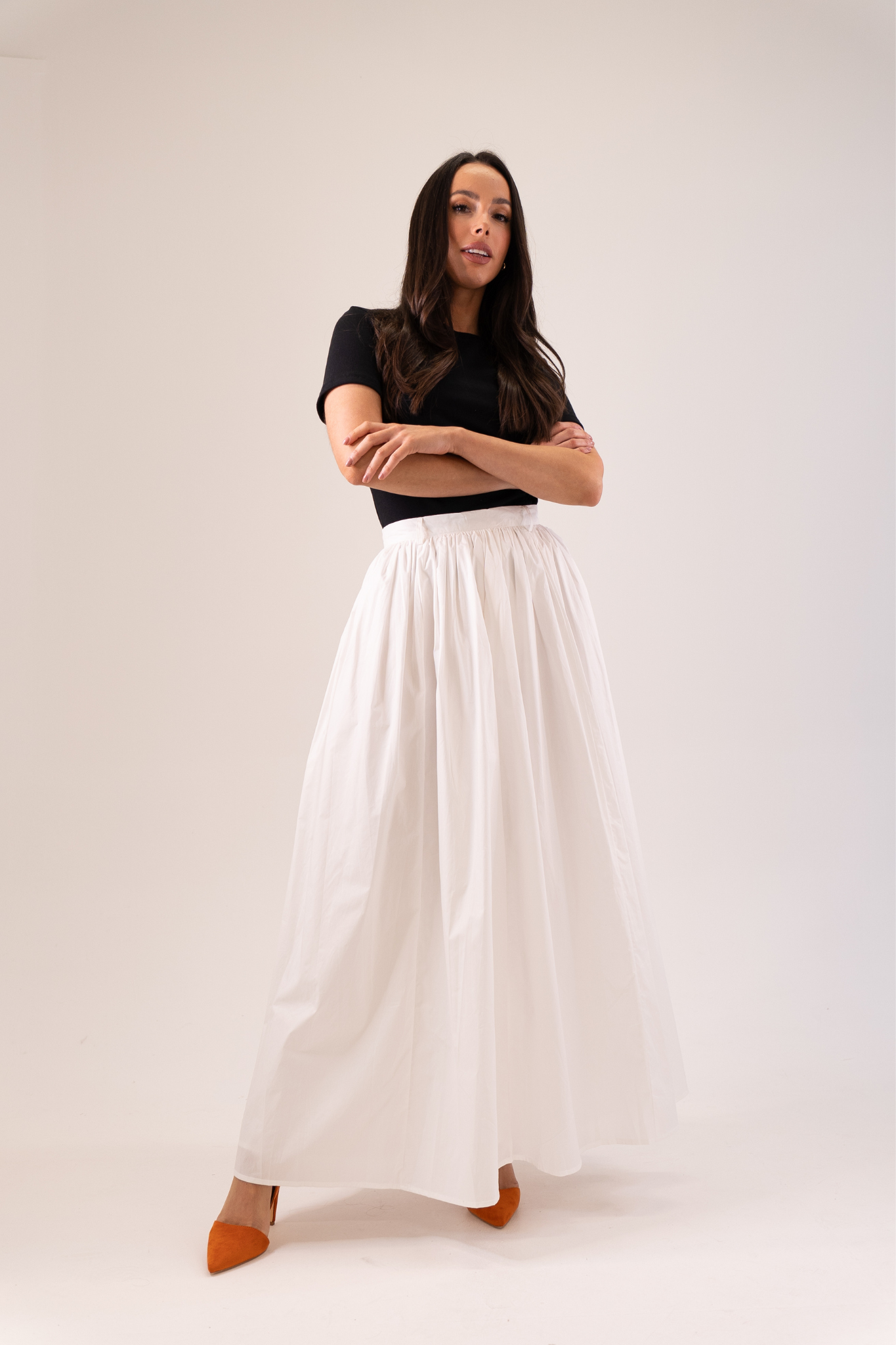Elsa Pleated Maxi Skirt In White