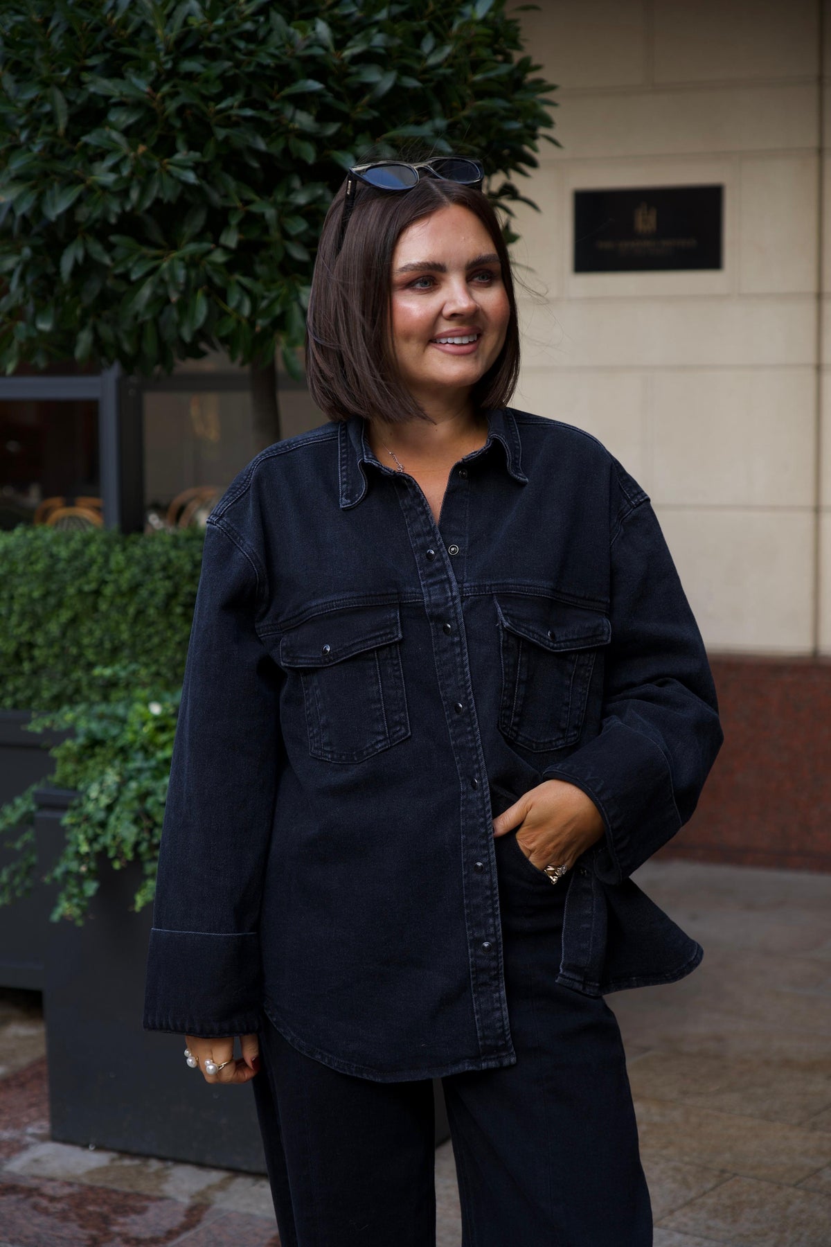 Love Laura Denim Shacket In Black Wash