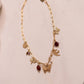 Olive Butterfly Charm Necklace In Gold