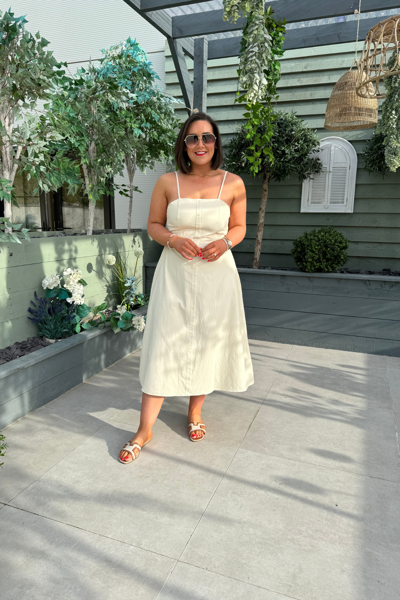 Frankie Button Front Dress In Cream