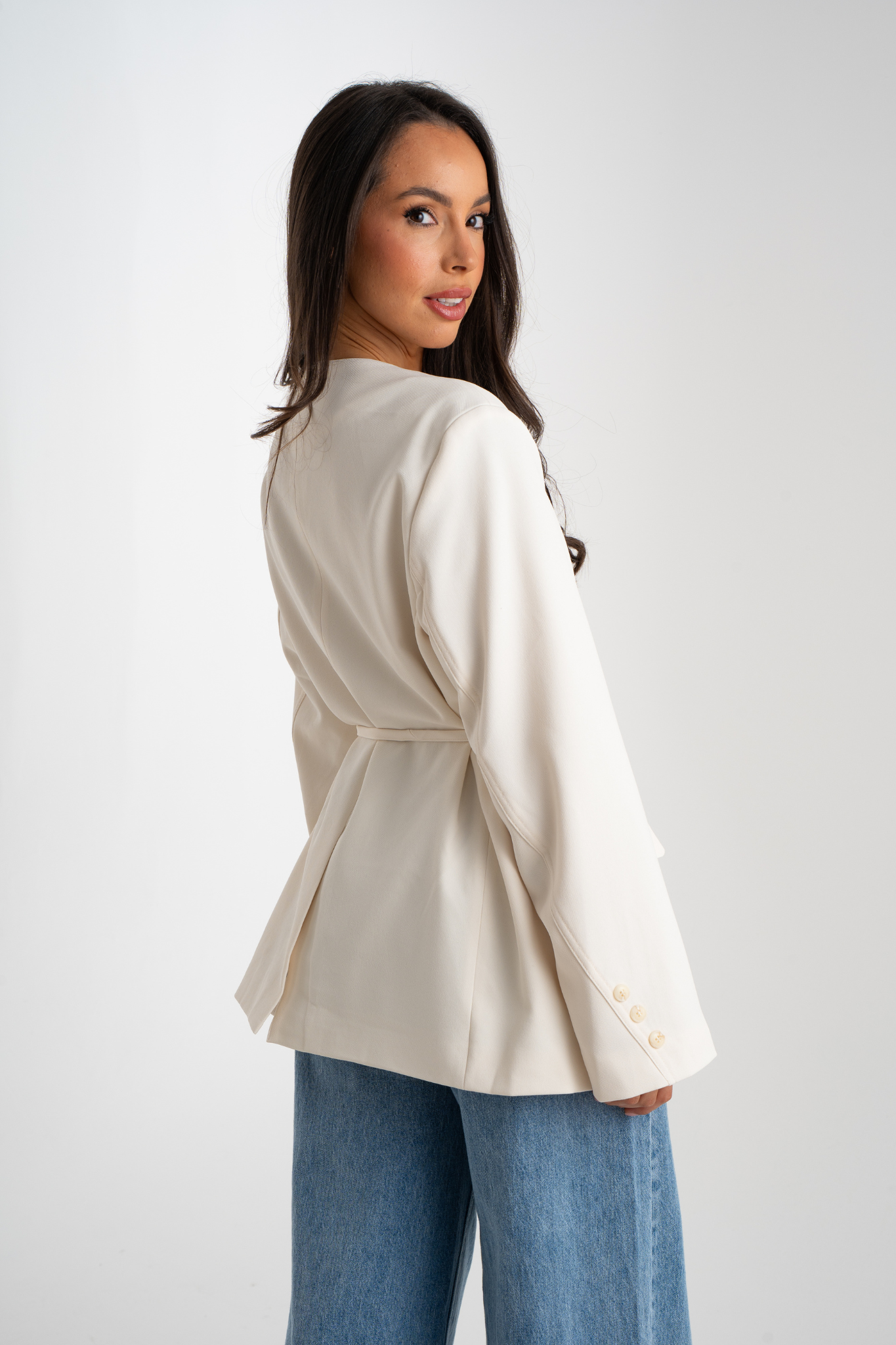 Paige Collarless Blazer In Cream