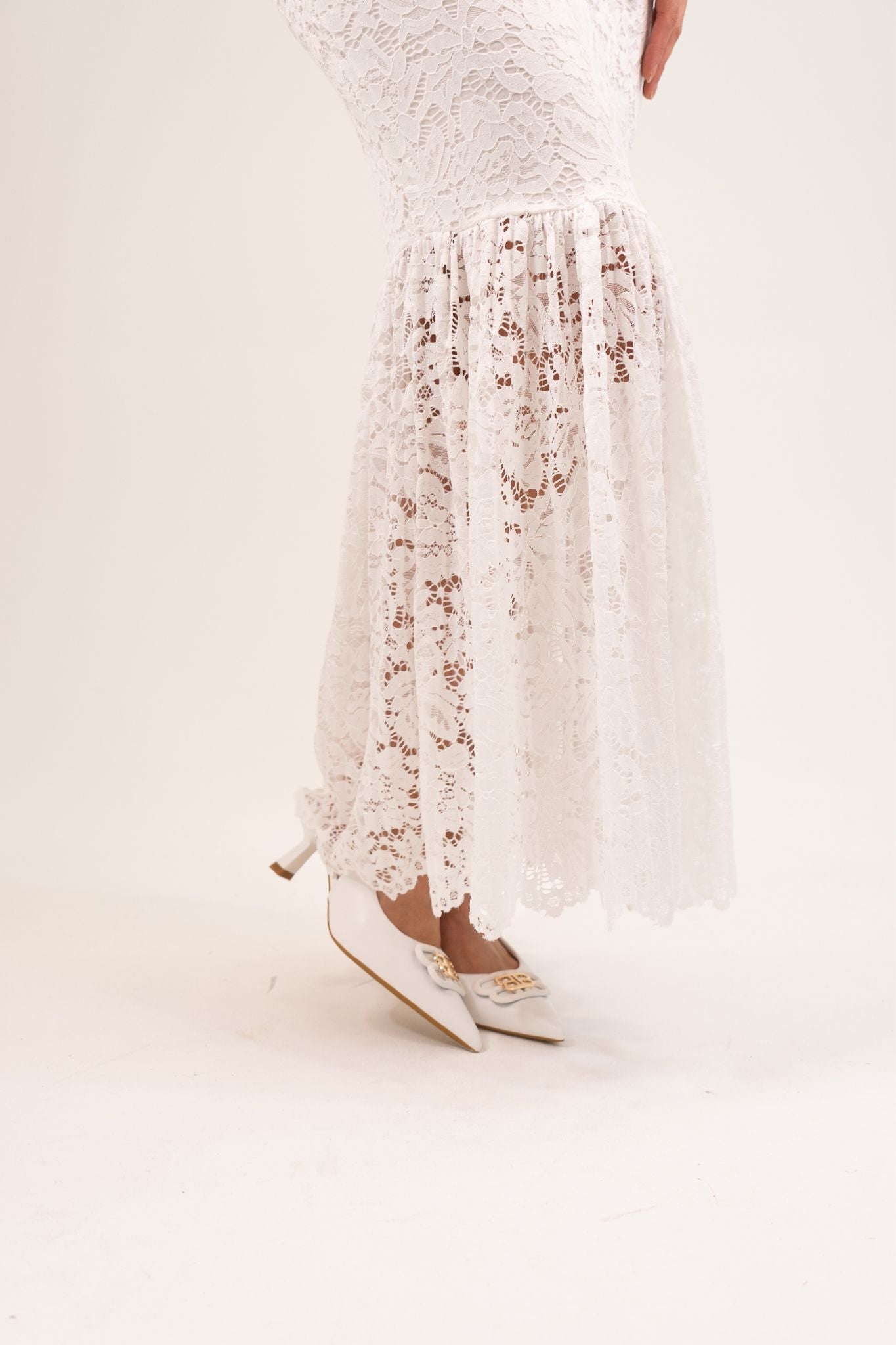 Polly Lace Maxi Skirt In White