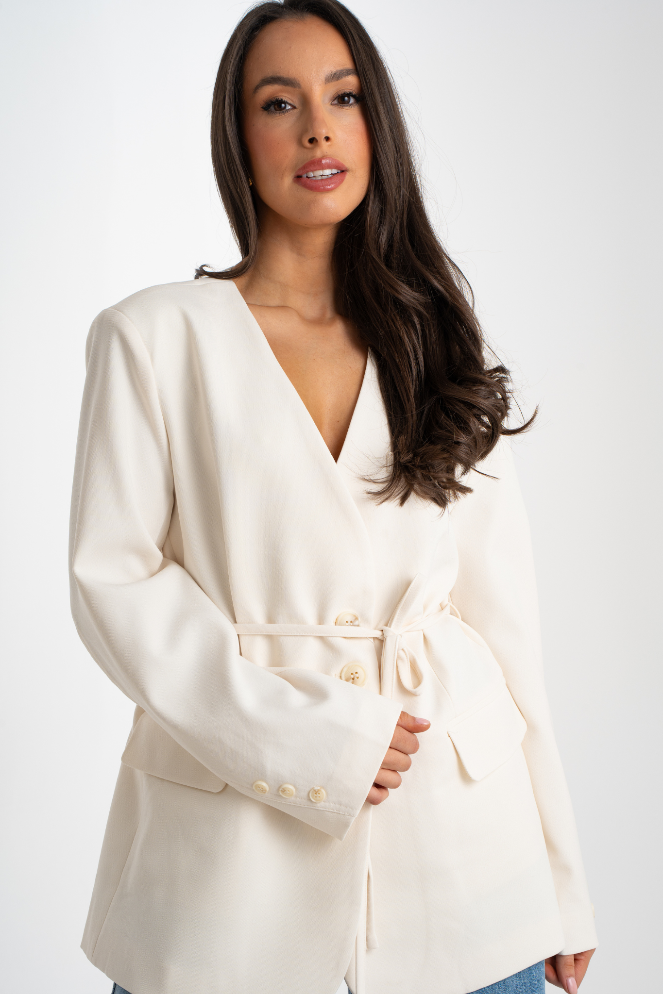 Paige Collarless Blazer In Cream