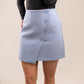 Kiera Asymmetric Button Skirt In Sky Blue