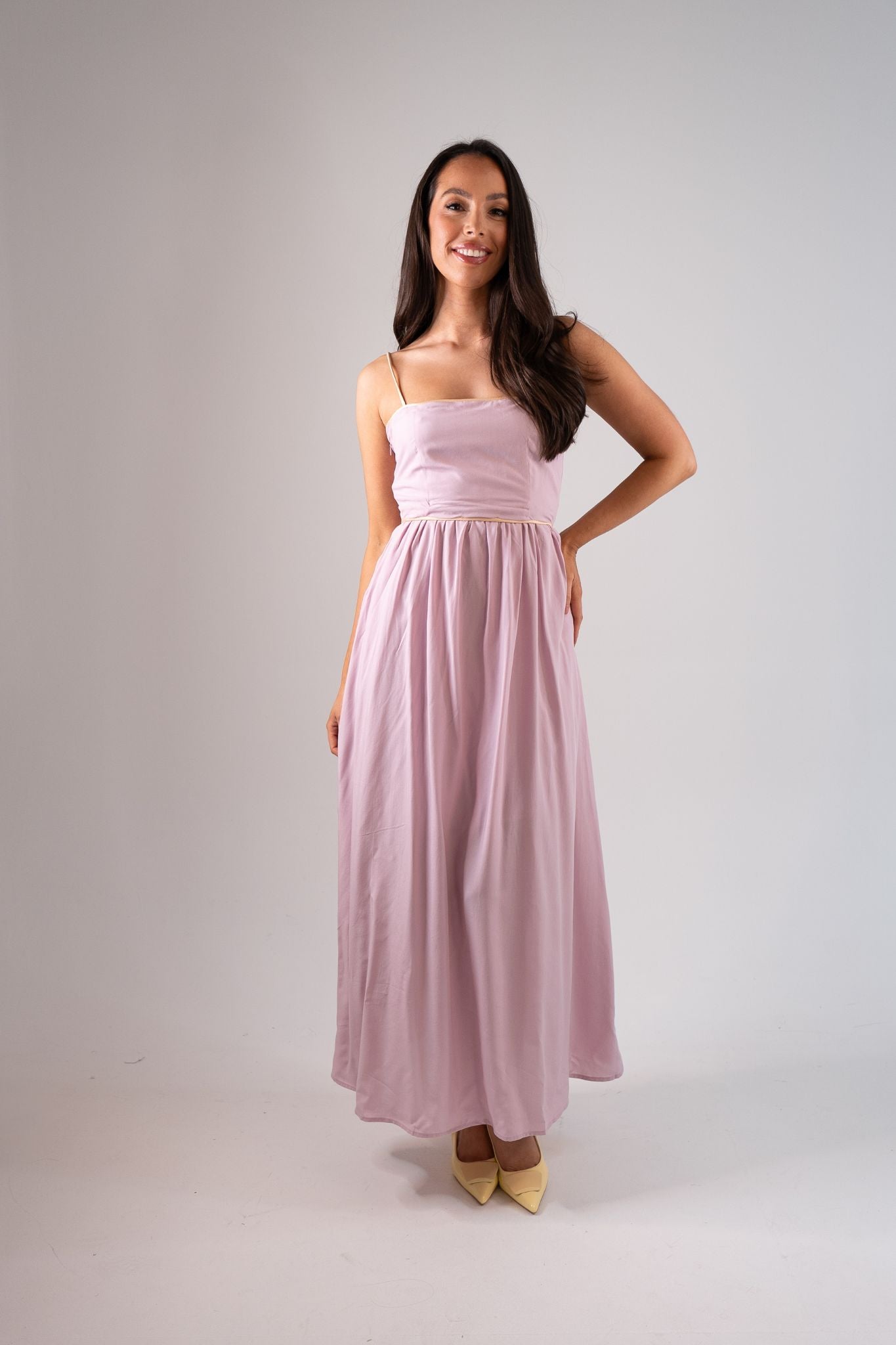 Jasmine Lace Up Dress In Lilac
