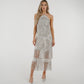 Alana Fringed Sequin Dress In Silver